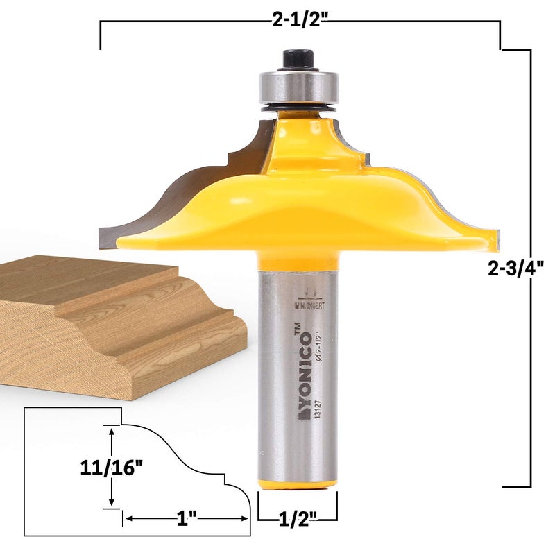 YONICO Table Edge and Handrail Router Bits 2-1/2-Inch Diameter Classical Ogee 1/2-Inch Shank 13127 - Image 2